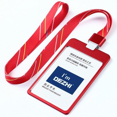 Office Supplies Luxury Metal Material Business Card Holder,Credit ID Card Badge Holder With Exquisite Lanyard Logo Custom
