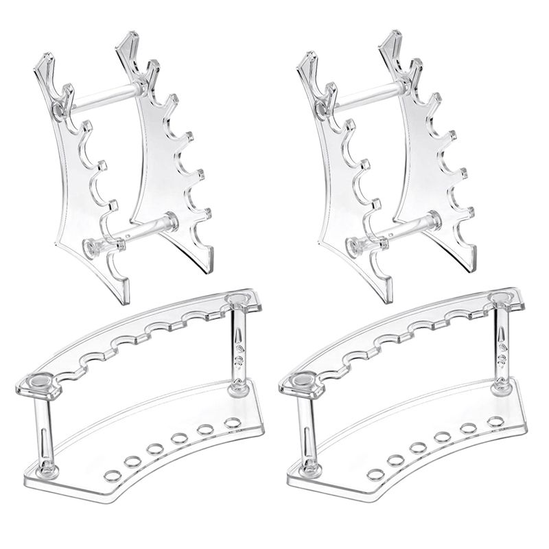 4 Pieces Pen Holder Display Stand Pen Plastic Stands Clear Pen Rack Organizer Nail Brush Holder Stand for Make Up Brush