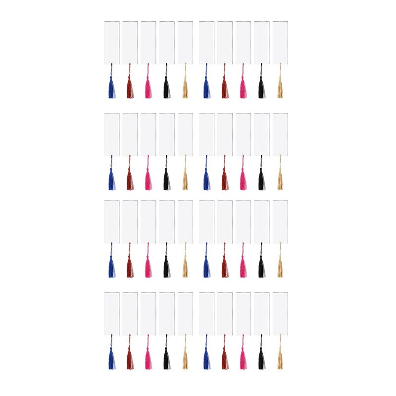40 PCS Acrylic Bookmark Blank Clear DIY Unfinished Mini Book Markers with Colorful Tassels for DIY Craft Ornaments