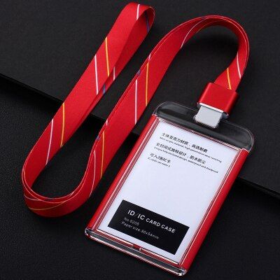 Acrylic Waterproof Clear ID Badge Holders with Aluminum Buckle Lanyard, Vertical / Horizontal ID Badge Holder Wallet