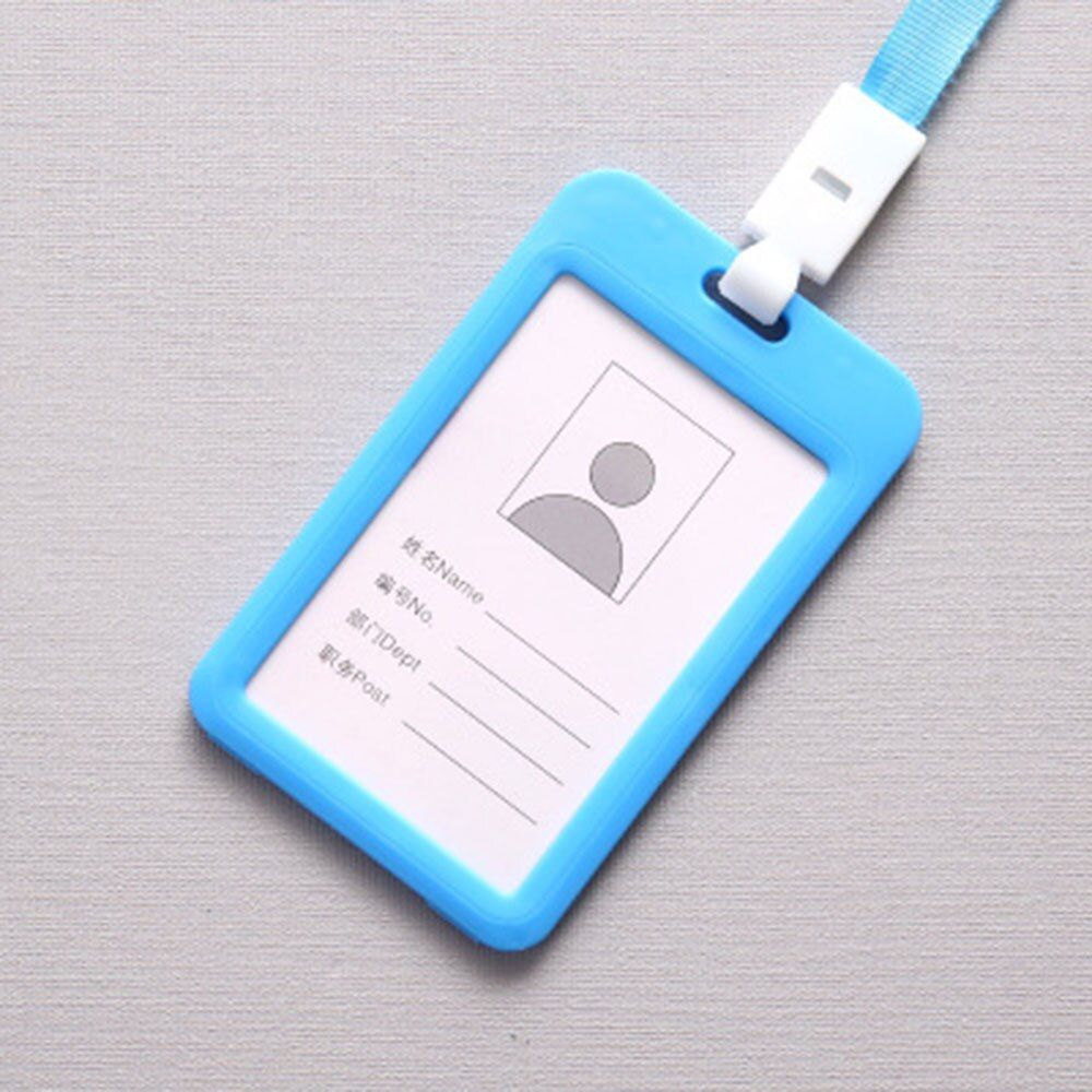 1PC Metal ID Badge Card Holder Business Security Pass Tag Holder with Lanyard Office Company Supplies Work Bus Card Holder