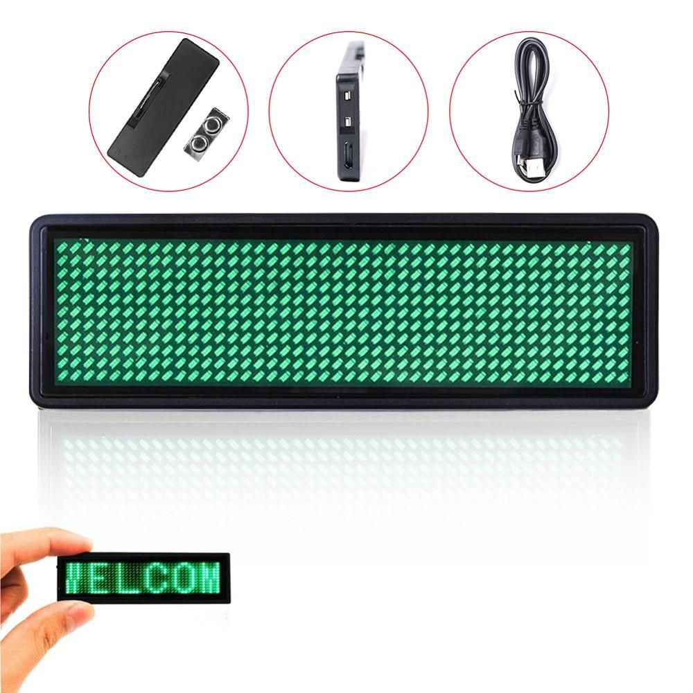 4 Colors Programmable Mini Digital LED Name Tag Programmable Rechargeable Scrolling Message Tags Sign Eye-catching Led Name Tag