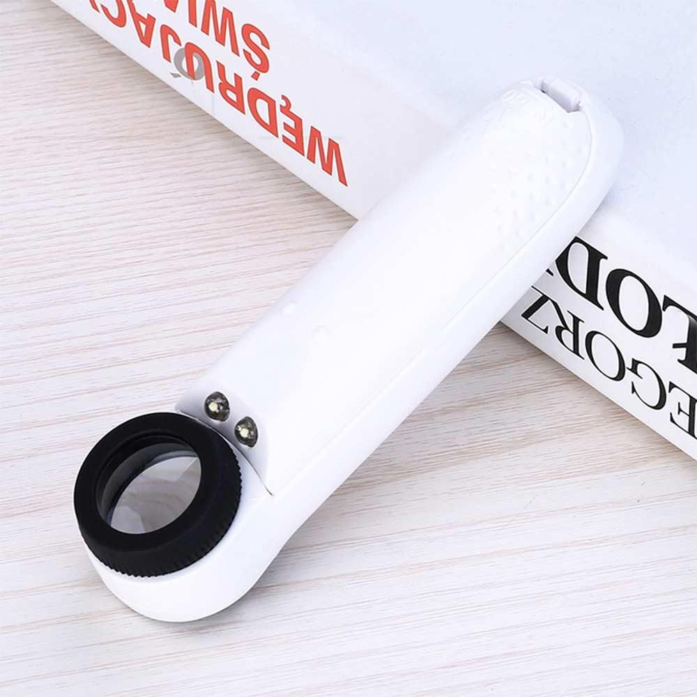 40X 21mm Handheld Magnifier Magnifying Glass Exclamation Symbol Style Acrylic Loupe With LED Light