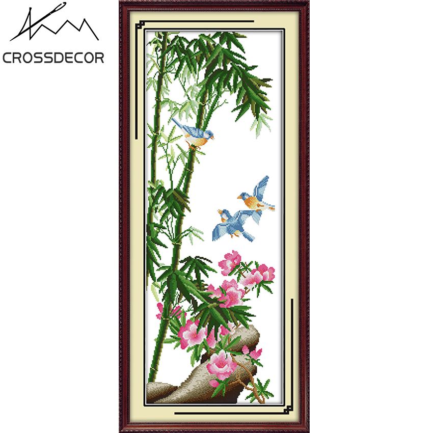 CrossDecor Stamped Cross Stitch Complete Set Four Season Flower Separate Sales Plum Orchid Bamboo Chrysanthemum 11CT 14CT  Handmade Embroider Needlework DMC Complete Kits Pattern Pre-Printed On the Cloth Home Room Decor