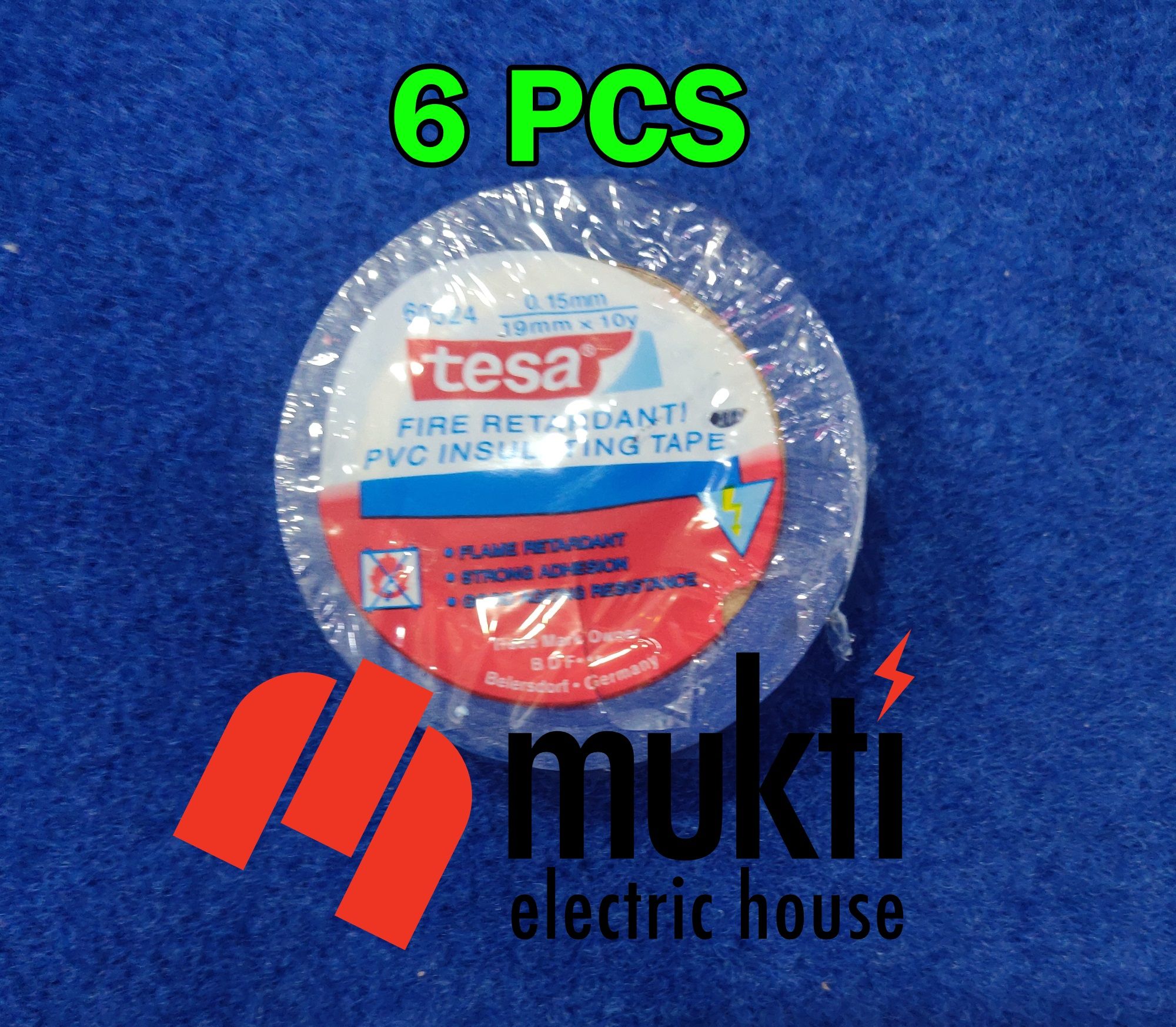 Imported TESA PVC BLUE Tape 19mm Accurate 10 Yards Strong Adhesive Flame Retardant Gum Tape DIY Arts Crafts Electrical Wiring Insulation Waterproof Tennis Cricket Ball