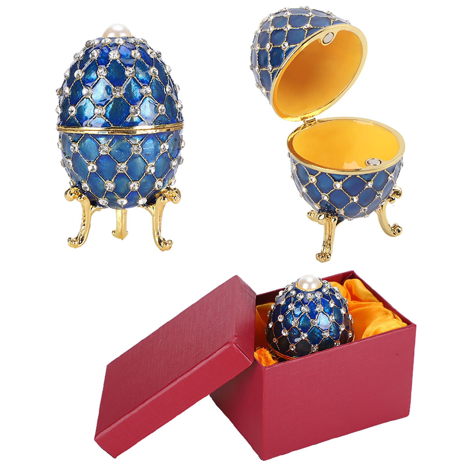 Egg Shape Jewelry Trinket Box Rich Colors Home Decorative Crafts Gilded Painted
