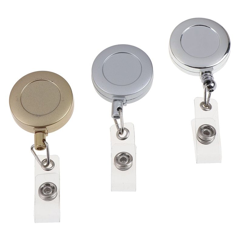 Retractable Pull Key Ring ID Badge Lanyard Name Tag Card Holder Reel Belt Clip Metal Housing Metal Covers