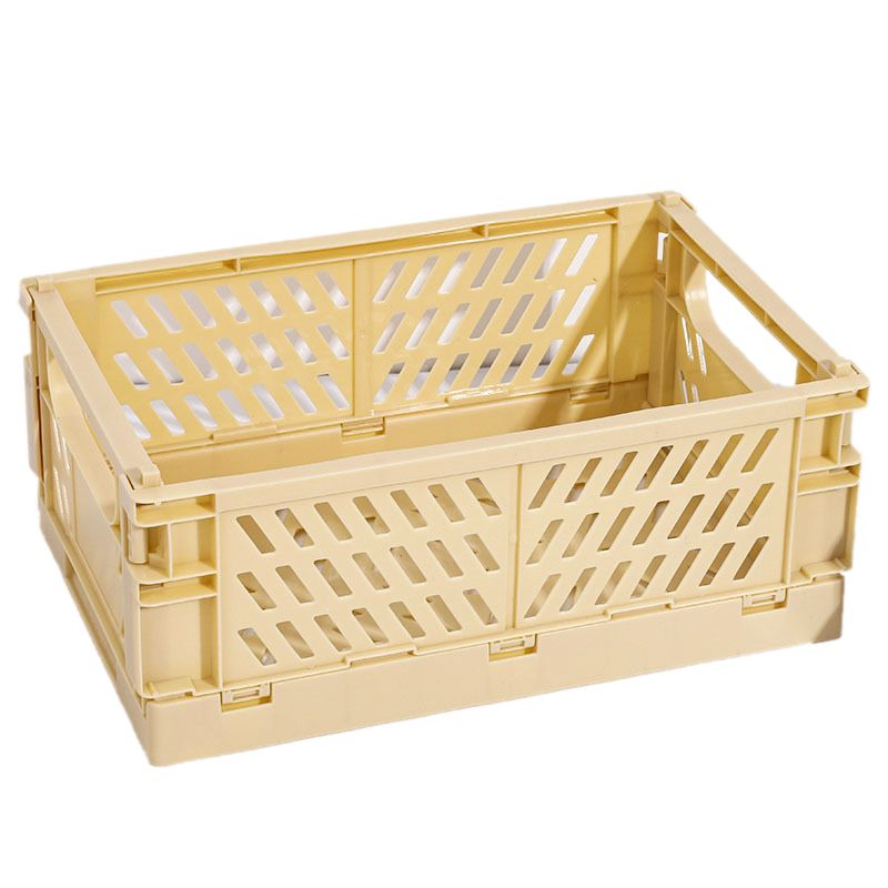 Collapsible Crate Plastic Folding Storage Box Basket Utility Cosmetic Container Yellow , Creative foldable