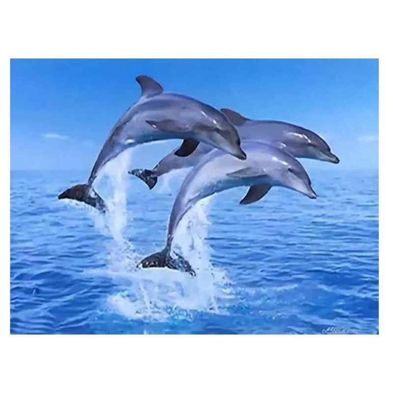 Round Diamond Full Diamond Diamond Painting Set DIY Set Living Room Kitchen Decoration Three Dolphins