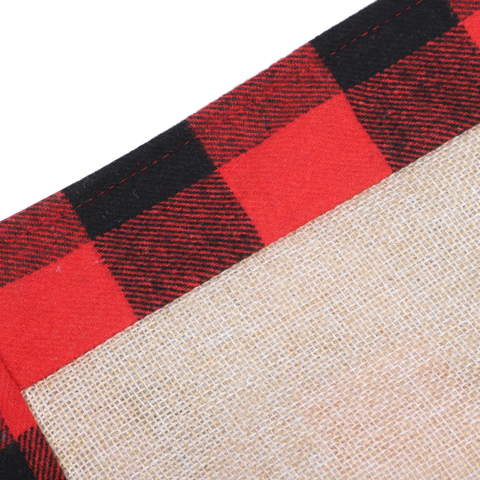 Home Decoration Plaid Tablecloth Dustproof Table Cover Hand‑Made Decorative Cloth Red + Black