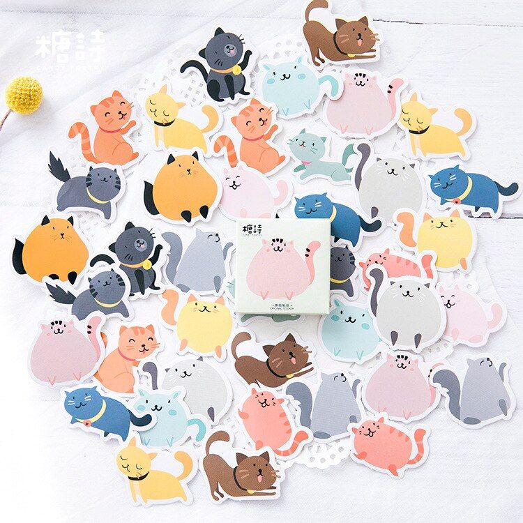 45PCS Lovely Little Fat Rat Notebook Notepad Sticker Creative Shine Replaceable Sticker Stationery Gift Traveler Journal