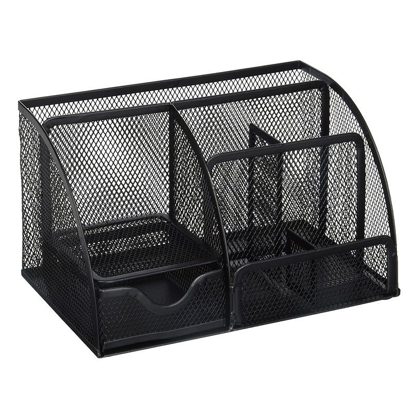 Metal Pen Holder Pen Student Multi-Function Stationery Creative Table Iron Mesh Nine Grid Combination Storage Box