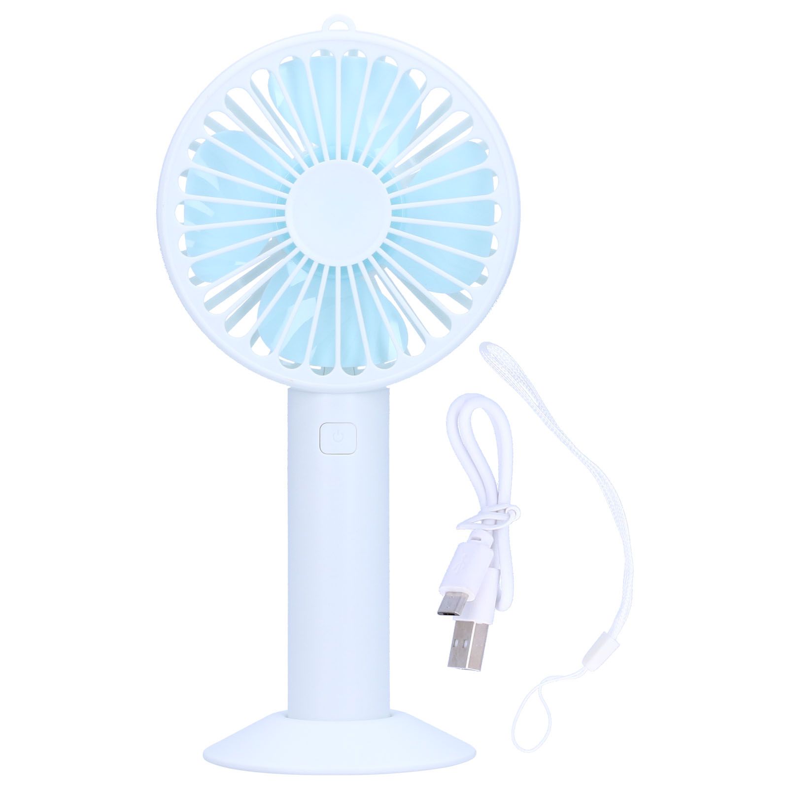 Electric hand fan adjustable rechargeable USB mini outdoor cooling tool with base 4-blade and 3-speed for / at home office