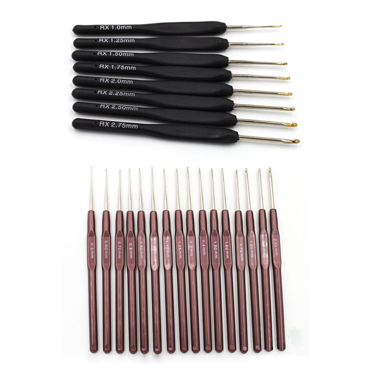 16Pcs Handle Crochet Hooks Handle Knitting Needles Set & 8Pcs Black Knitting Needles Plastic Handle Crochet Hooks , crochet needle