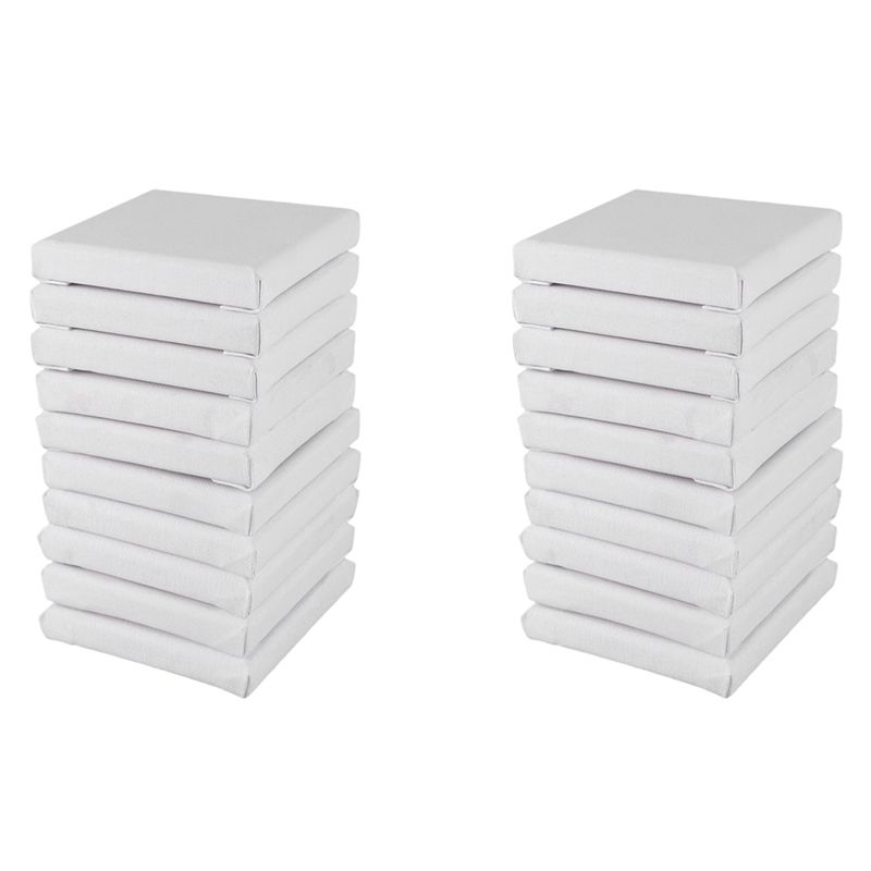 20Pcs White Blank Art Boards Mini Stretched Artist Canvas Art Board Acrylic Oil Paint Wood+Cotton