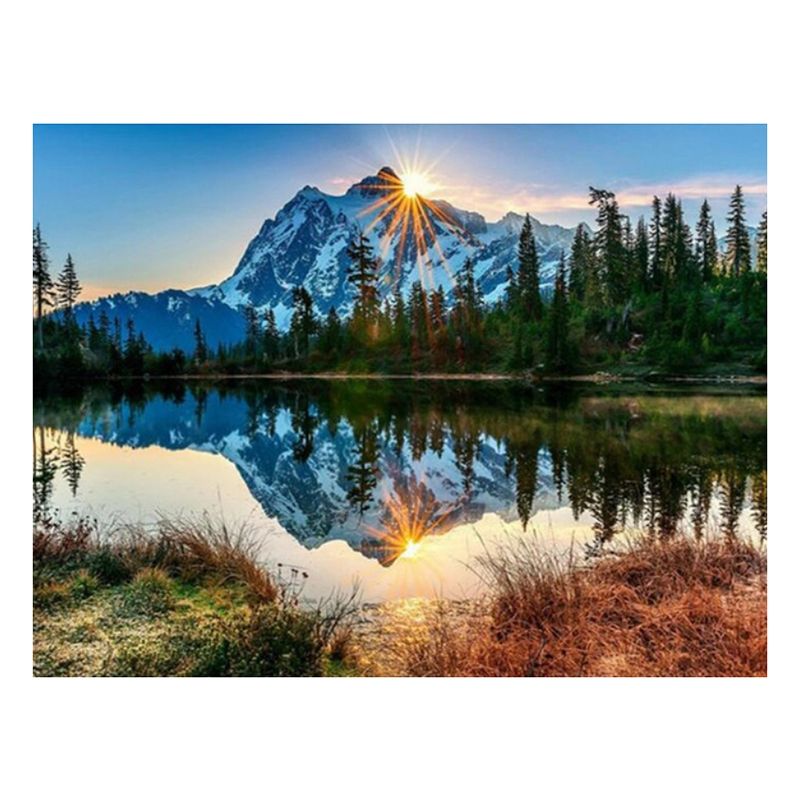 Diamond Painting DIY Diamond Full Diamond Round Diamond Cross Living Room Decoration Crafts Sunrise Lake