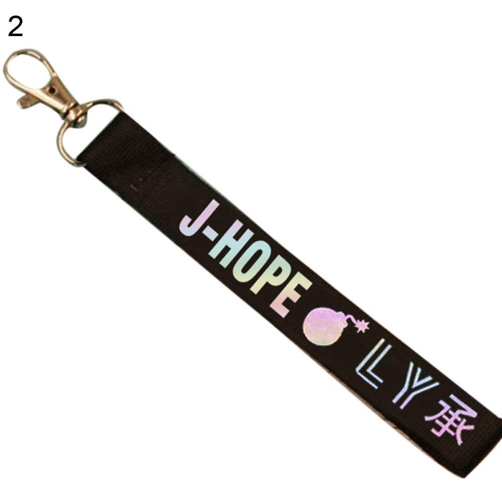 Ehousehold Kpop BTS Love Yourself Name Print Long Pendant Keychain Hang Lanyard Phone Decor