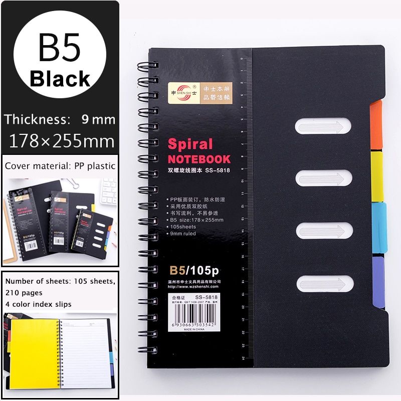 A6/A5/B5 Spiral Classified Notebook Loose-leaf Bussiness Notebook StudentGraffiti Book Office & School Supplies