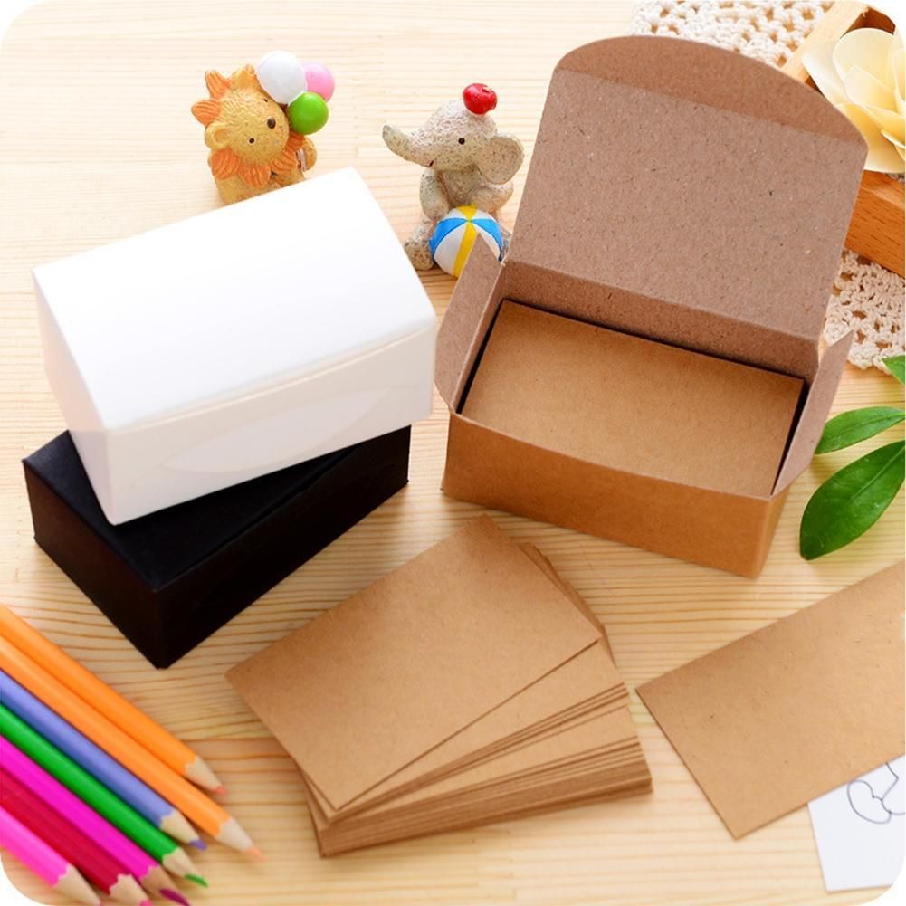 100 Pcs/Box Double-sided Blank Kraft Paper Business Cards Word Card Message Card  Gift Card School Supplies Stationery