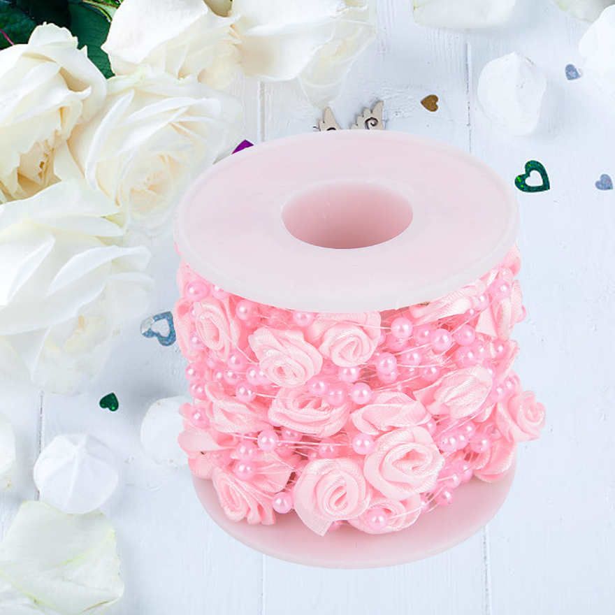 10m/roll Rose Artificial Pearl Wire Beads Garland String DIY Wedding Decoration