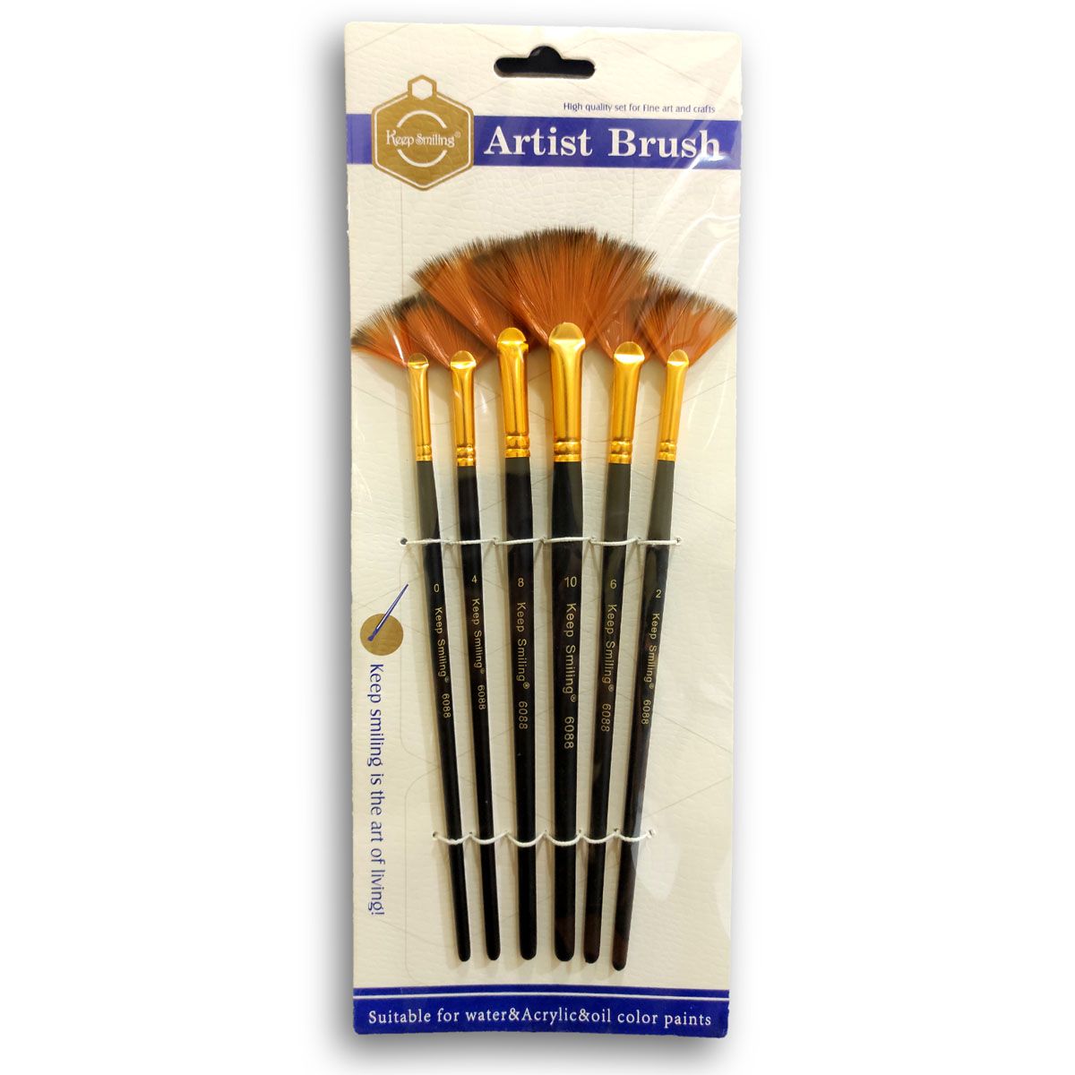 Keep Smiling Artist Paint Brush Set Of 6 Pcs (M-A6088)
