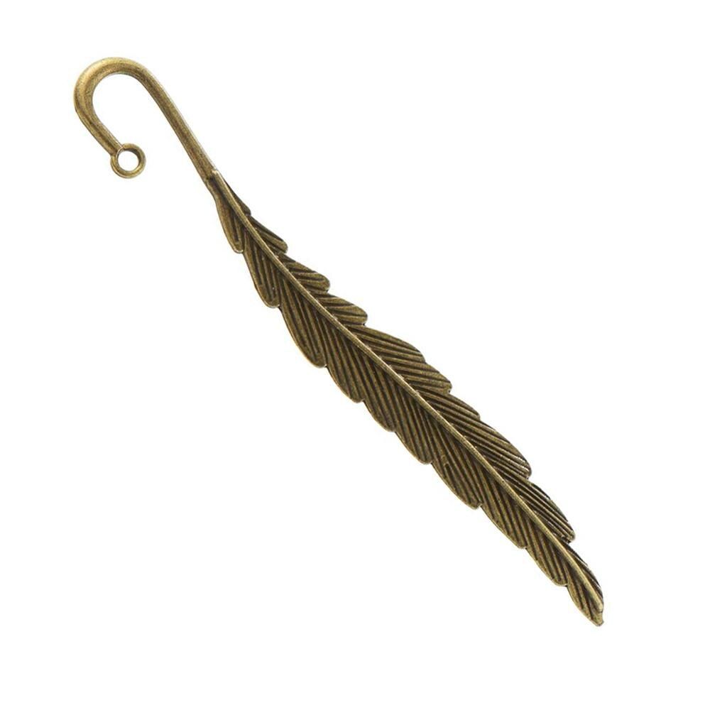 10 Pcs Vintage Metal Feather Bookmarks Alloy Feather Shape Book Markers VDX99