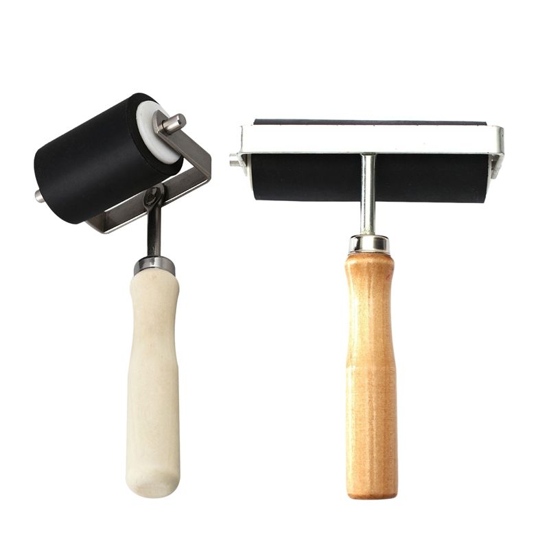 2PCS 5cm & 10cm Heavy Duty Hard Rubber Roller Printing Inks Lino Brayer Art Craft Tool