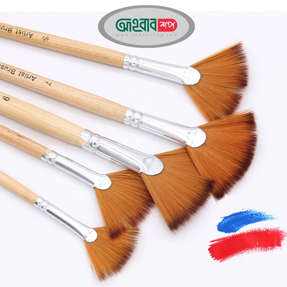 5Pcs Fan shaped Nylon Hair Paint Brush Set