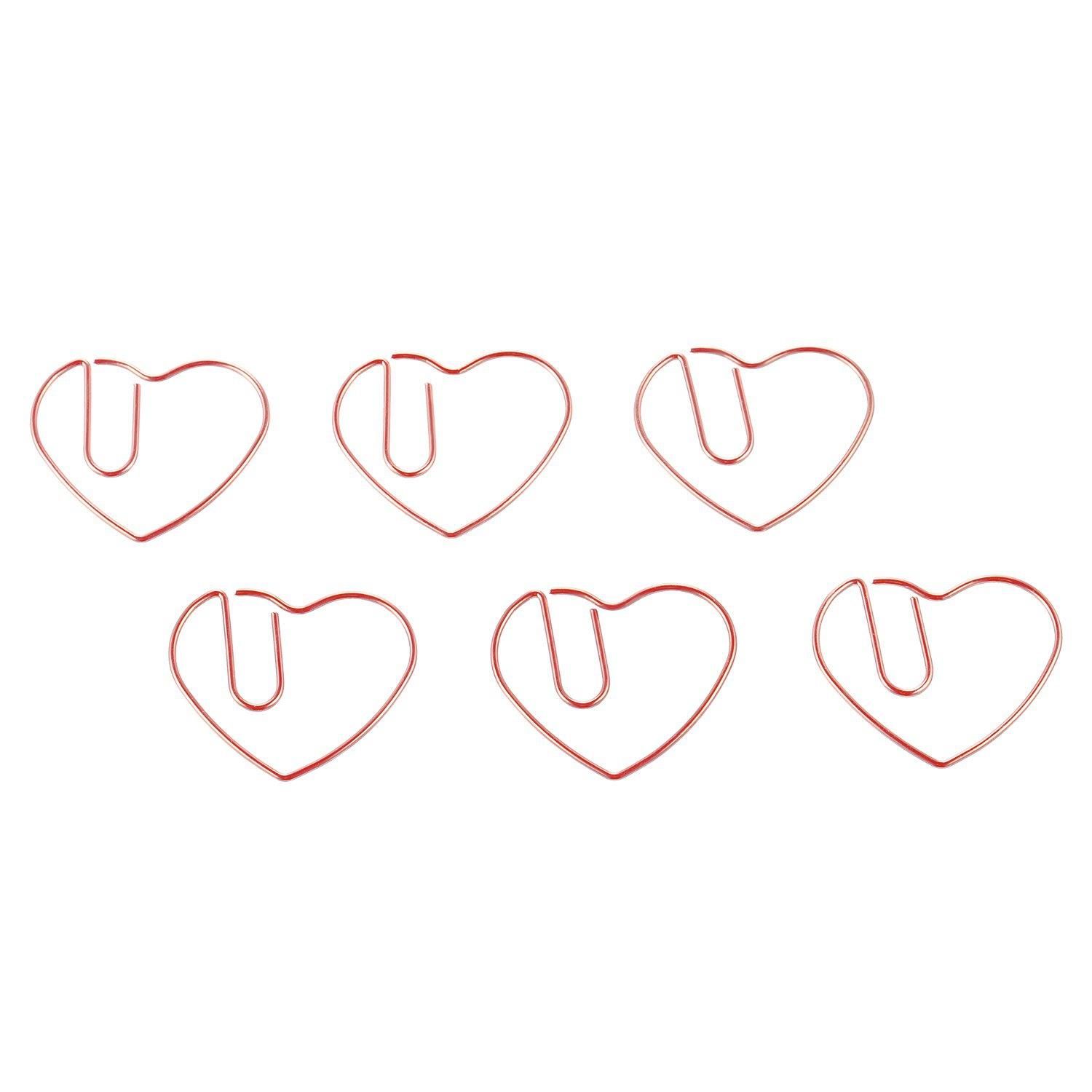 100 Pieces Love Heart Shaped Small Paper Clips Bookmark Clips for Office School Home Metal Paper Clips Rose Gold