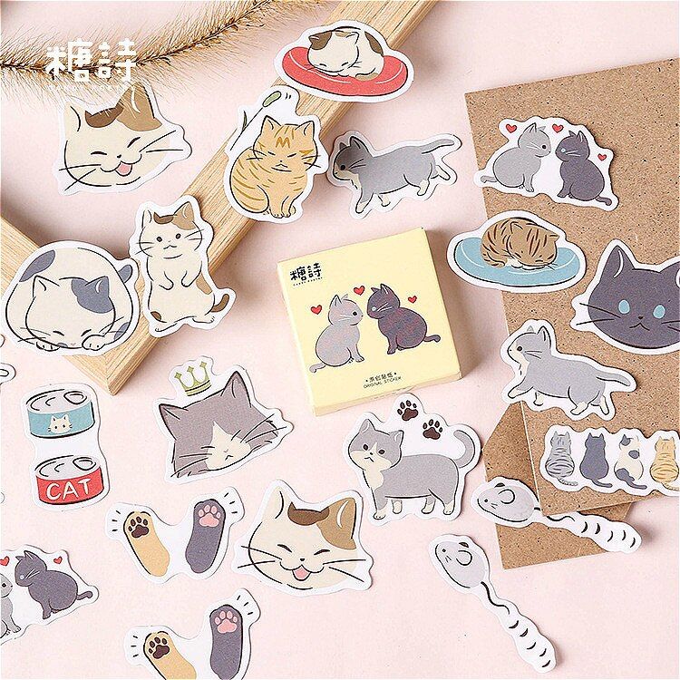 45Pcs/set kawaii Notebook style cute Puppet cat pattern Diary planner office decor school supplies stationery