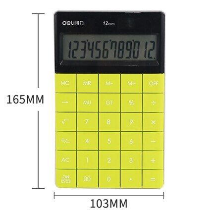 Deli 1589 Desktop Calculator Student office Colorful 12-bit Large-button Multifunctional Dual Power Supply 5 color optional