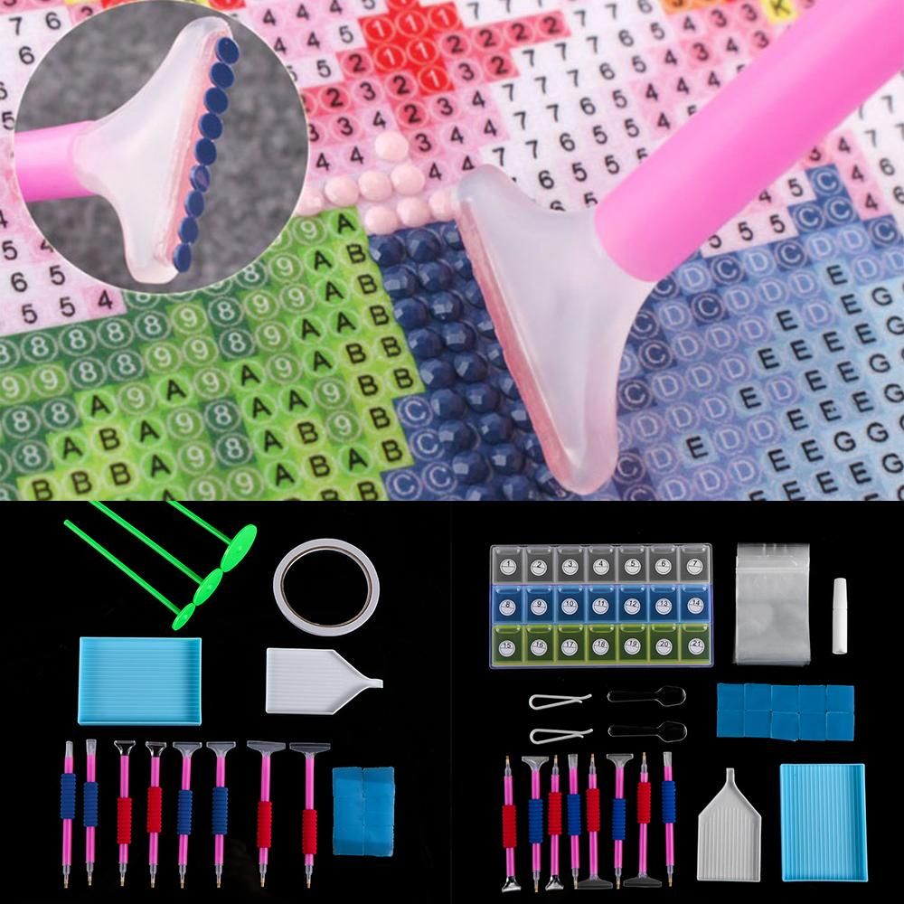 Convenient Big Trays Complete Stitch Glue Cross Stitch Quick Cases Tool Embroidery Accessories 5D Diamond Painting Kits Correction pen Rhinestone Boxes