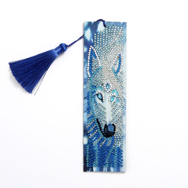 DIY Diamond Painting Bookmark, Painting By Numbers Kit, Embroidery Painting Tassel Leather Bookmark Set,Fox