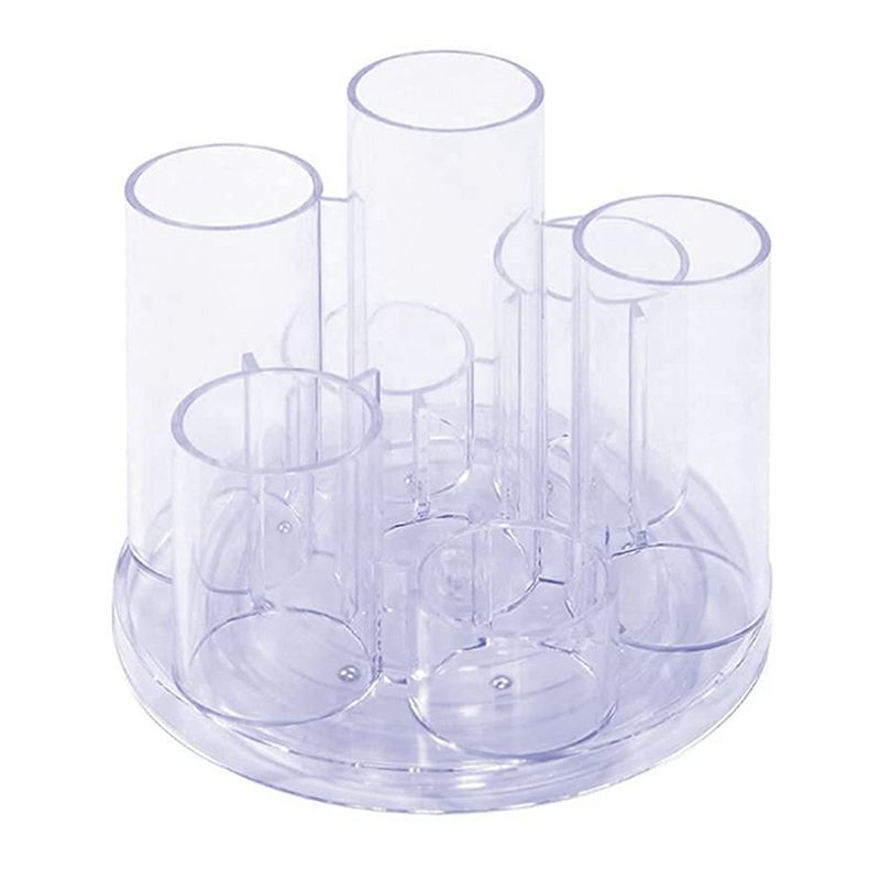 Acrylic Pen Holder 360 Rotating Desk Organizer Makeup Brush Storage Box Clear Display for School Home Office