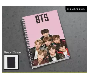 Premium BTS All Member Waterproof Double Spiral Notebook With Black Backside