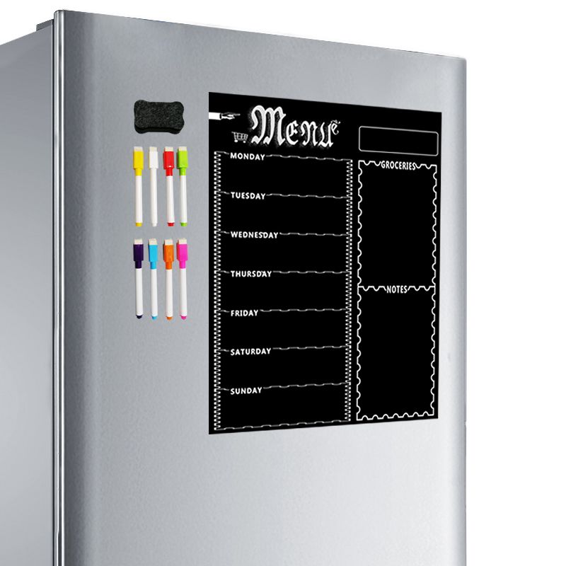 A3 Magnetic Whiteboard Sheet for Kitchen Fridge Multipurpose Fridge Weekly White Board Calendar for Menu Planning with 8 Pen(Black)