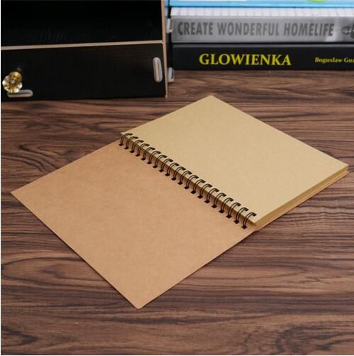 Vintage Kraft Blank Sketchbook For Drawing Graffiti Notebook Journals Spiral Memo Pad Sketch Book Paperlaria Kawaii Stationery(null)