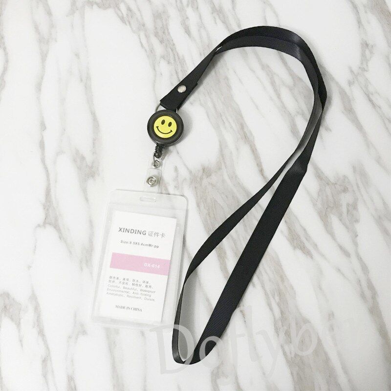 Vertical Waterproof ID Card Holder Retractable Badge Reel Lanyard Name Credit Bank Work Clear Card Case Neck Strap Office Supply