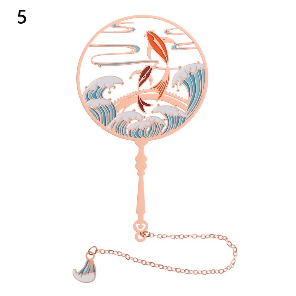 Chinese Style Classic Brass Peacock Bookmark Group Fan Book Clip Pagination Mark Metal Tassel Stationery School Office Supplies
