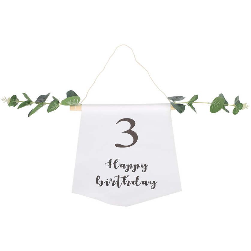 Chenmeng La Birthday Flag Vertical Banner with Green Leaves Party Garden Yard Outdoor Home House Decoration