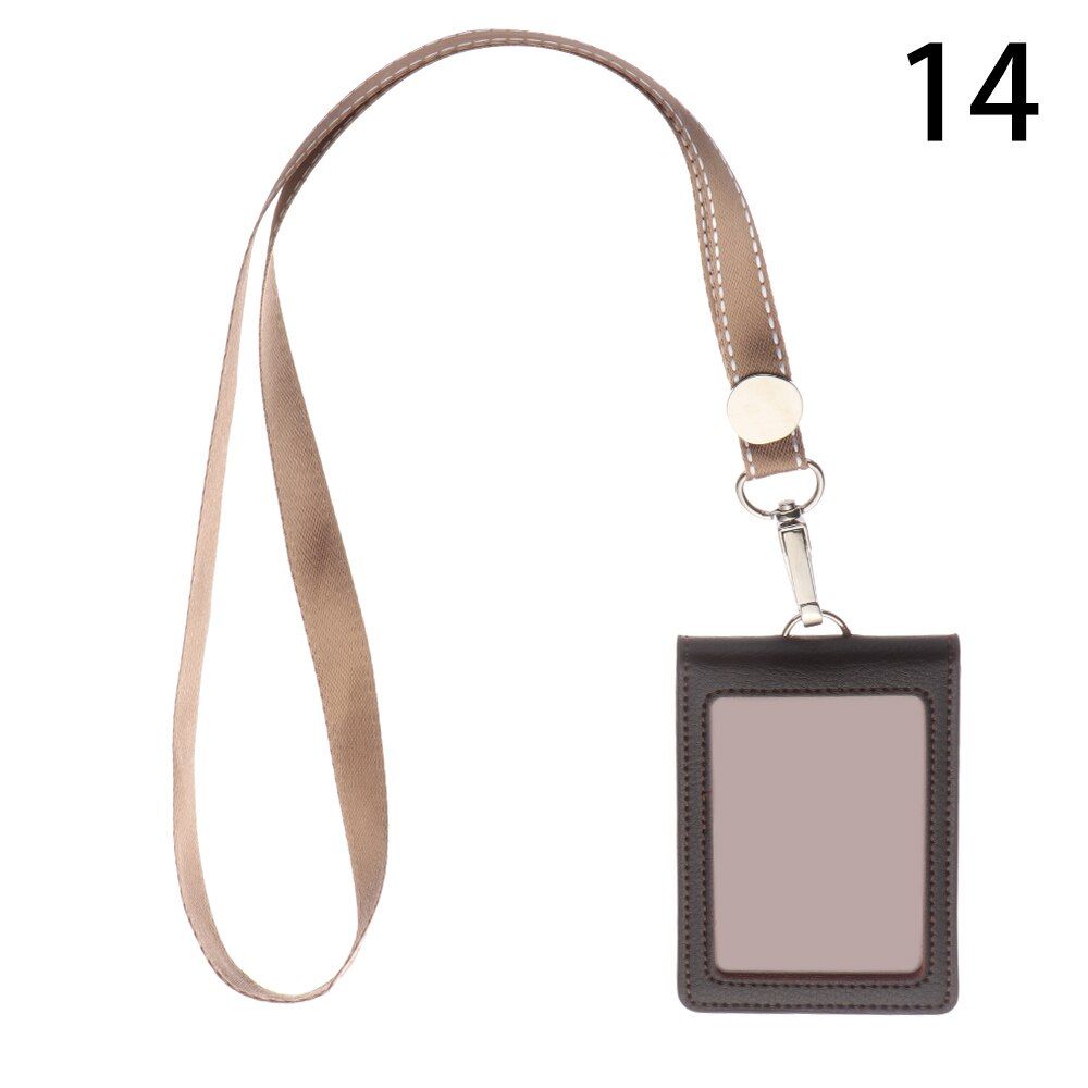 1Pc Unisex Retractable Lanyards ID Badge Holder PU Leather Bus Pass Case Cover Bank Credit Card Holder Waterproof