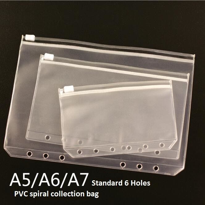 A5/A6/A7 Spiral Notebook Accessory DIY Transparent PVC Collection Zipper Bag Cards Collection Case Diary Storage Bag Notes Pouch