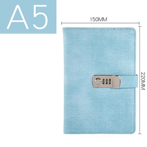 Password Notebook Paper Lockable Portable Book PU Leather Diary Lock Traveler Journal Weekly Planner School Stationery Gifts