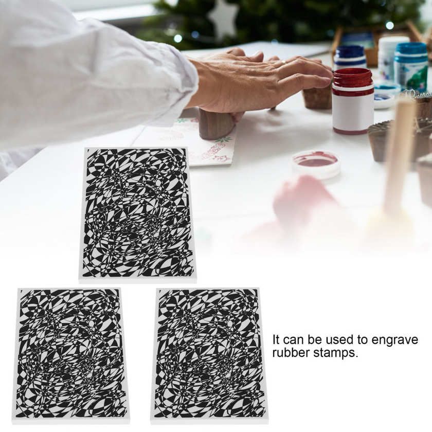 3Pcs Rubber Stamp Carving Blocks DIY Pattern Printing Soft Stamps for Card Making