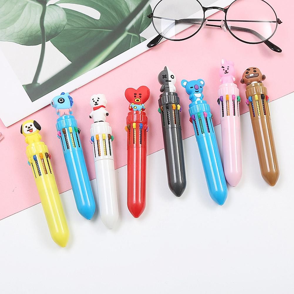 BTS Cartoon Pattern 10 Colors Ballpoint Pen BTS School Office Student Colorful Fans Gift