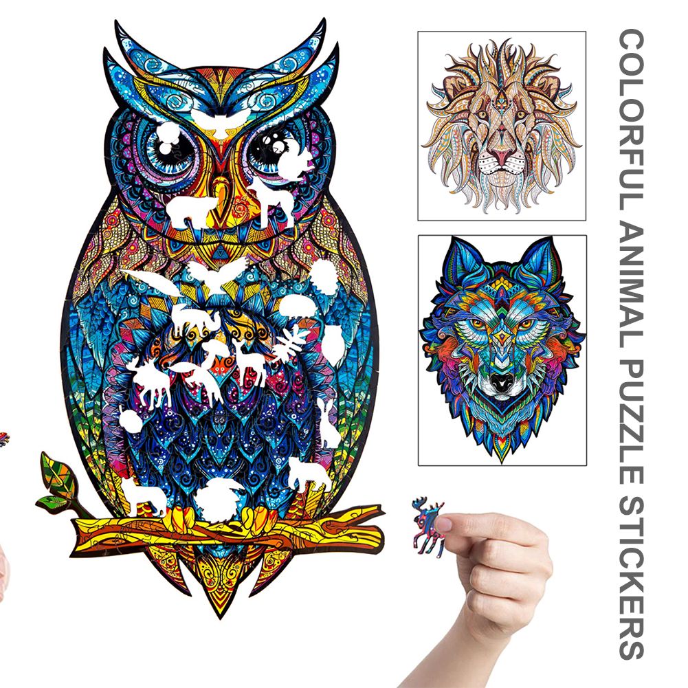 Color Animal Shape Puzzle Sticker Creative Diy Children Bedroom Wall Stickers Household Decoration