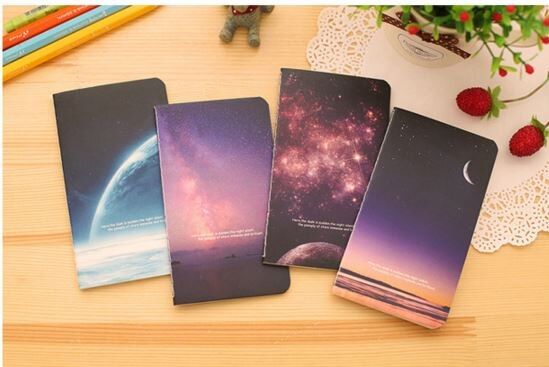1Pcs  Wishing Bottle Galaxy Childhood Ocean 80K Mini Notebook Diary Pocket Notepad Graffiti Book Gift Stationery E0339