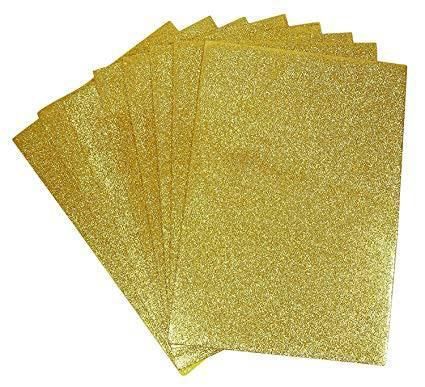 Golden Glitter EVA Foam Sheet - ( 20 * 20 cm )  - 12 pieces set