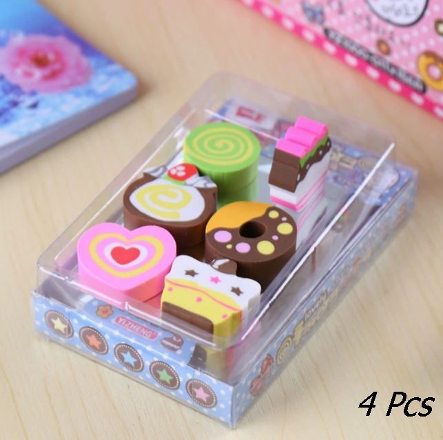 Cake Shaped Eraser - 4pc