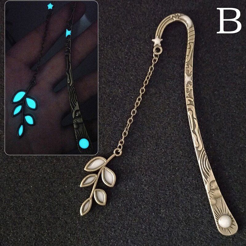 Luminous Bookmarks For Books Leaves Crown Label Read Maker Book Mark Stationery 3 Styles